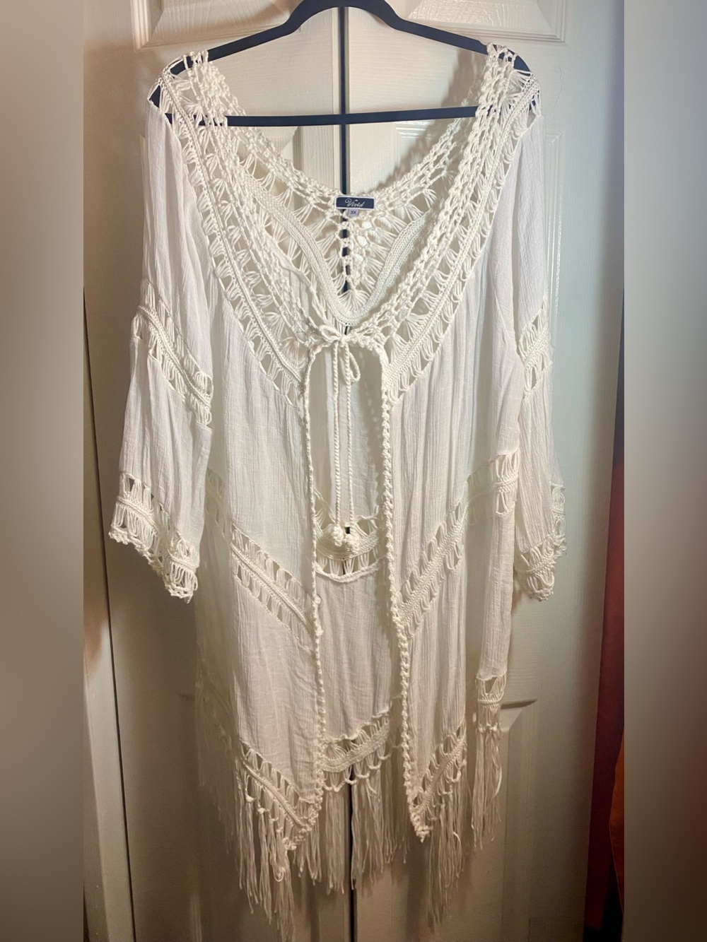 ViVI White Crochet Fringe Boho Cover